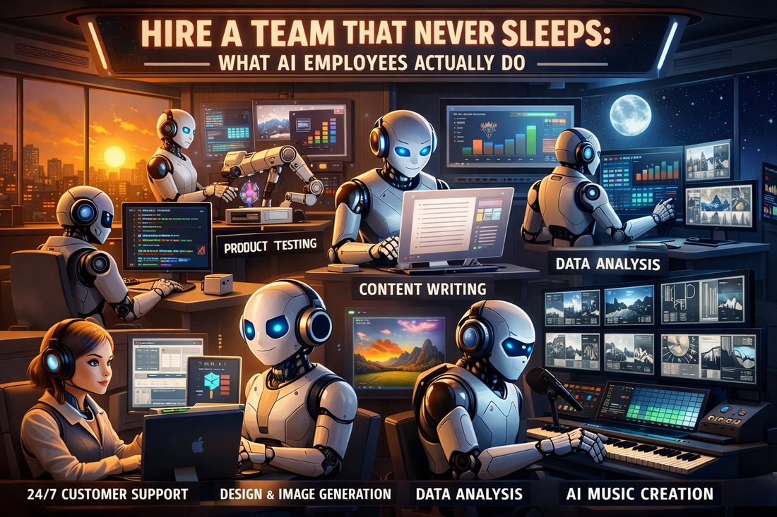 A team of AI employees at work